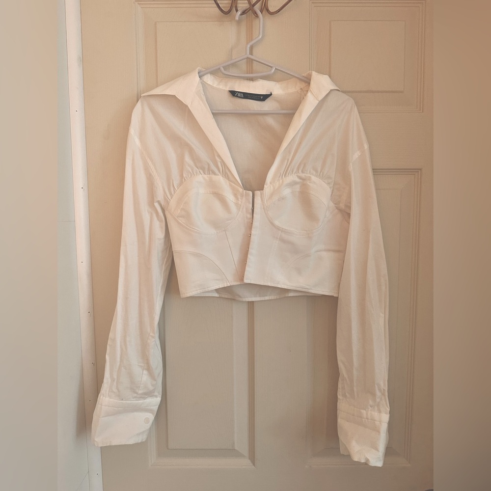 Zara - Bustier cropped top (white) - Size XS
